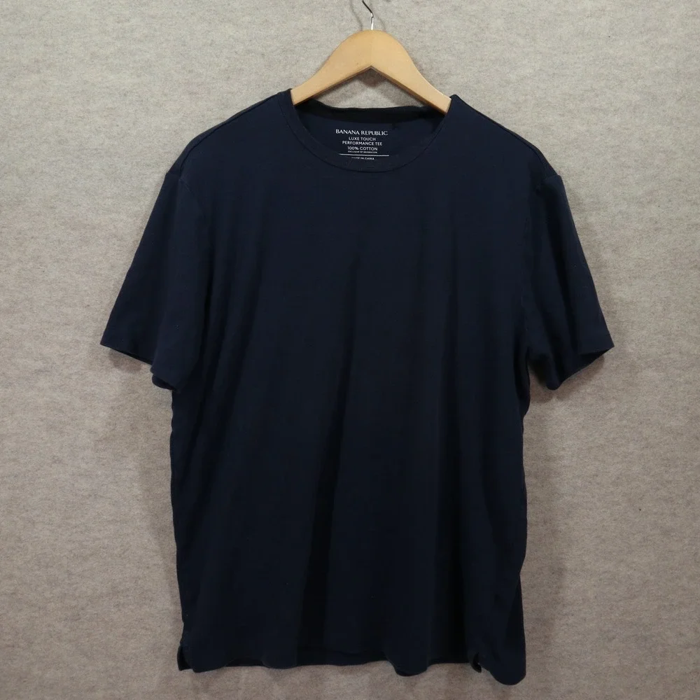 Banana Republic Luxe Touch Performance Tee XL Navy Blue Modern Soft Cotton